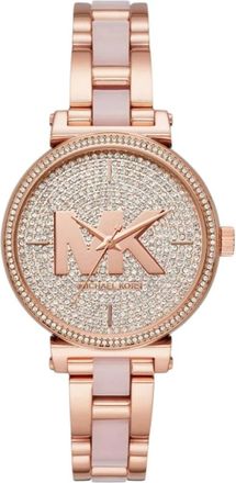 Michael Kors Horloge voor dames van roestvrij staal met quartz uurwerk - Dames - Horloges - Roze - ONE Size - Accessoires