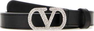 Valentino Garavani Black Vlogo Buckle Belt