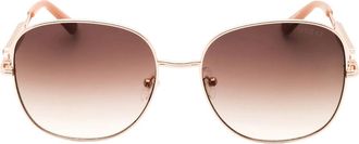 Guess Womens Guess Shiny Rose Gold Metal Frame Gradient Brown Lensed Sunglasses - Size: ONE size