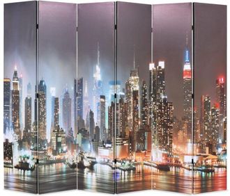 vidaXL Biombo divisor plegable 228x170 cm Nueva York de noche Vidaxl