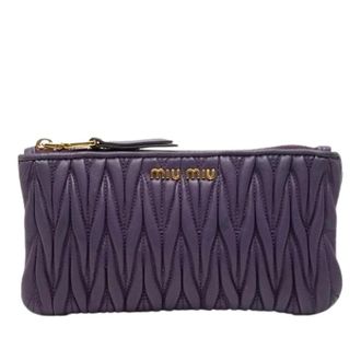 Miu Miu Pre-owned Wallets, female, Purple, Size: ONE SIZE Pre-owned Quilted Pouch