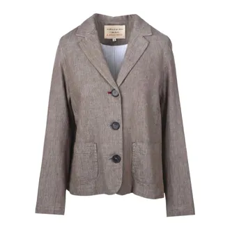 Alessia Santi Blazers, female, Brown, Size: XS Velvet Jacket with V-neck