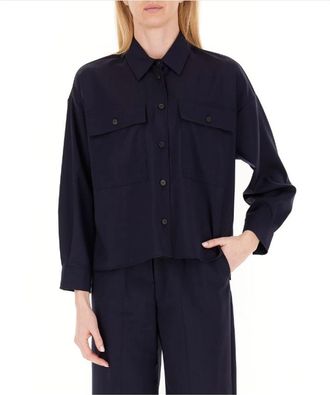 Max Mara Wool Shirt - Dames - Zomerjassen - Blauw - XS - Wol - Jassen