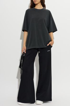 Off-white T-shirt With Embroidered Logo, Womens, Grey