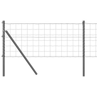Berkfield Home Euro Fence with 13 Posts 0.6x25 m Galvanised Steel Grey