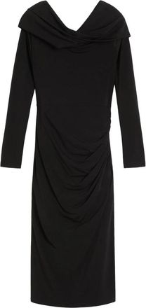 Max Mara Zwarte Jersey Jurk met Asymmetrisch Detail - Dames - Casual kleedjes - Zwart - M - Kleedjes