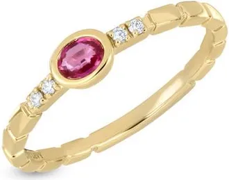 Bony Levy 18K Gold El Mar Gemstone and Natural Diamond Stackable Ring in 18K Yellow Gold/diamond/ruby at Nordstrom, Size 8.5