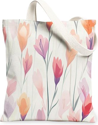 Generic Spring Luxury Gladiolus Canvas Tote Bag for Shopping 13x15, Cute Floral Wildflower Reusable Grocery Print Bag for Women, Flower Simple Beach Aesthetic