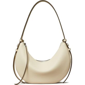Tory Burch Romy Half Moon Shoulder Bag in Light Cream at Nordstrom