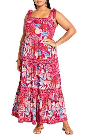 City Chic Paradiso Floral Maxi Sundress in Paridiso at Nordstrom, Size Xs