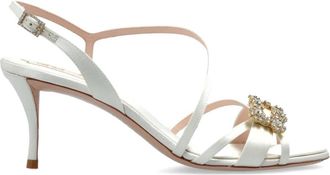 Roger Vivier Sandalen met Hak - Dames - Sandalen met hakken - Wit - 39 EU - Leer - Schoenen