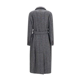Brunello Cucinelli Alpaca-Blend with Monili Chain Coat - Gray