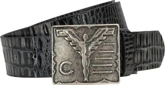 Carlo Colucci Leren Riem met Krokodillenprint - Heren - Riemen - Grijs - 90 CM - Leer - Accessoires