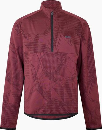 HUGO BOSS Mens Desert Active Funnel Neck High Collar Long Sleeve T-Shirt - Red - Size: 38