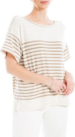 Max Studio Stripe Boatneck T-Shirt in Cream/Khaki at Nordstrom Rack, Size X-Large