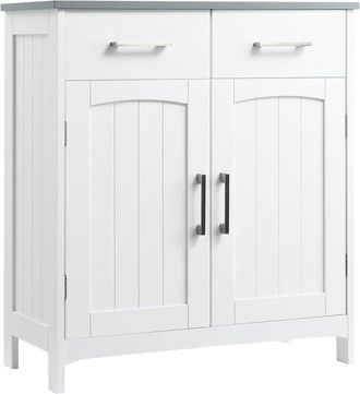 Kleankin Kleankin - Freestanding Bathroom Cabinet with 2 Drawers 2 Doors Adjustable Shelf