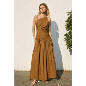 Dress Forum Ruched Palm Dress In Brown