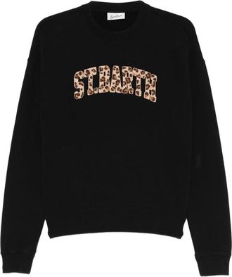 MC2 Saint Barth STB Leopard Terry 00 Emb Sweatshirt - Dames - Sweatshirts - Zwart - S - Hoodies & sweatvesten