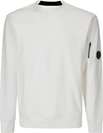 C.P. Company Witte Fleece Trui met Ritszak - Heren - Sweatshirts - Wit - XL - Katoen - Hoodies & sweatvesten