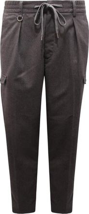 Paolo Pecora Cargo Broek met Trekkoord Taille - Heren - Slim Fit Broeken - Grijs - XL - Broeken