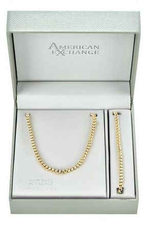 American Exchange Mens Round Box Chain Necklace & Bracelet Set in Gold at Nordstrom Rack