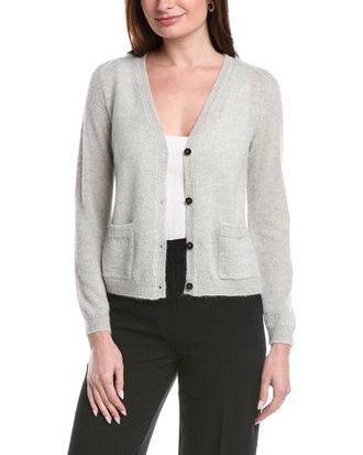 Lafayette 148 New York Patch Pocket V-Neck Mohair & Alpaca-Blend Cardigan
