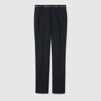 Gucci Wool Pants With Gucci Selvedge Detail, Blue, Ready-to-wear