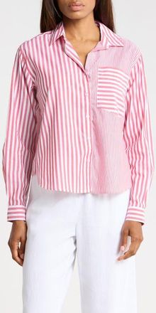 Beach Lunch Lounge Lilah Long Sleeve Button Front Shirt in Milano Mix at Nordstrom, Size X-Large