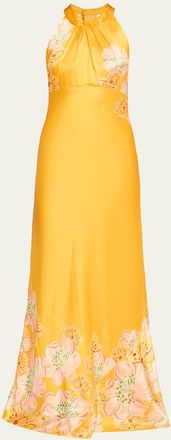 Saloni Cozette Floral Silk Dress