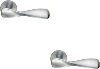 Loops 2x PAIR Ergonomic Twisted Handle on Round Rose Concealed Fix Satin Chrome