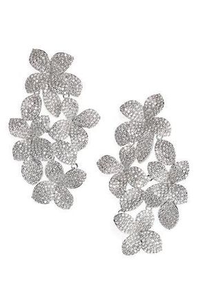 Shashi Aylssa Crystal Bloom Drop Earrings in Silver at Nordstrom Rack