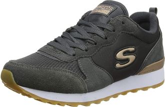 Skechers Girls Retros-og 85-goldn Gurl Trainers, Grey Charcoal Suede Nylon Mesh Rose Gold Trim Ccl, 2.5 UK