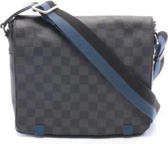 Louis Vuitton Black Coated Canvas Leather Handbag Shoulder Bag (Pre-Owned)