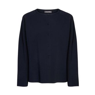 Elena Miro Cardigans, female, Blue, Size: XL Classic Viscose-Blend Cardigan