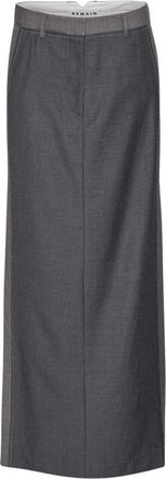 Remain Kleur Blok Maxi Rok - Dames - Maxi Rokken - Grijs - M - Wol - Rokken