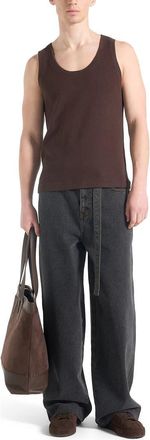 Mani&egrave;re De Voir Justin Ribbed Cotton Vest in Brown at Nordstrom, Size X-Small
