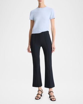 Vince Cropped Flare-Leg Pintuck Pants
