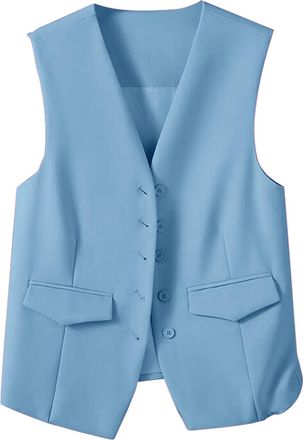 Generic Womens Autumn And Winter Vest Small Waistcoat Suit Waistcoat Women Light Weight down Vest (Sky Blue, XXL)