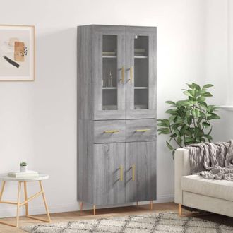 vidaXL Vidaxl - Aparador Alto Madera Contrachapada Gris Sonoma 69,5x34x180 Cm