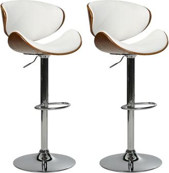 Beliani Set of 2 Bar Chairs ROTTERDAM Faux Leather Swivel White
