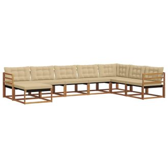 vidaXL Conjunto De Sof&aacute;s De Exterior Con Coj&iacute;n 8 Pcs Natural Y Beige Vidaxl
