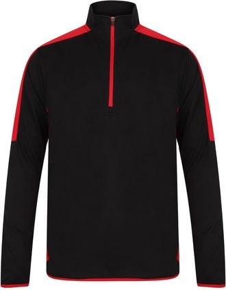 Finden & Hales Mens Contrast Panel Quarter Zip Midlayer (M) (Black/Red)