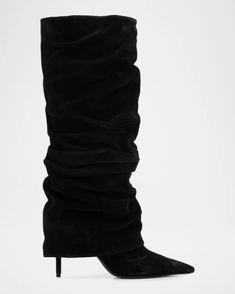 Schutz Mikki Up Cloak 75MM Suede Slouch Boots