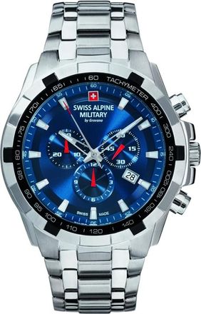 Swiss Alpine Military Heren Chronograaf Horloge 10 Atm 46 mm 7043.9135 - unisex - Horloges - Blauw - ONE Size - Accessoires