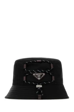 Prada Mens Black Re-Nylon Bucket Hat Nero Cappelli