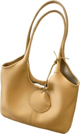 Generic Shoulder Bag Set, Compatible For Women Pure Color Large Capacity Shopper Totes With Earphone Pouch(Yellow)