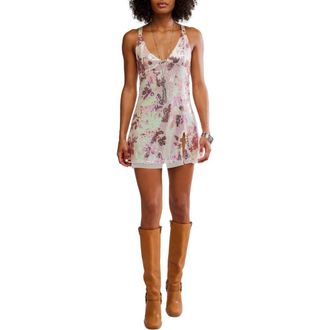 Free People Dazzle Me Sequin Jacquard Mini Slip Nightgown in Blush Pink Combo at Nordstrom Rack, Size X-Small