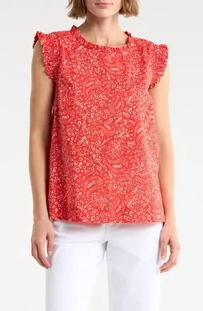 Daniel Rainn Smocked Ruffle Tank in Coral at Nordstrom Rack, Size Medium