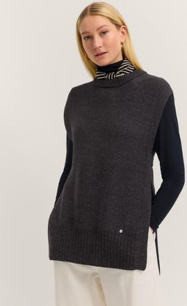 Bugatti Damen Gebreid vest met strikceintuur en ronde hals