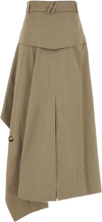 Burberry Womens Cappuccino Gabardine Skirt Saltmarshbeige Cotton